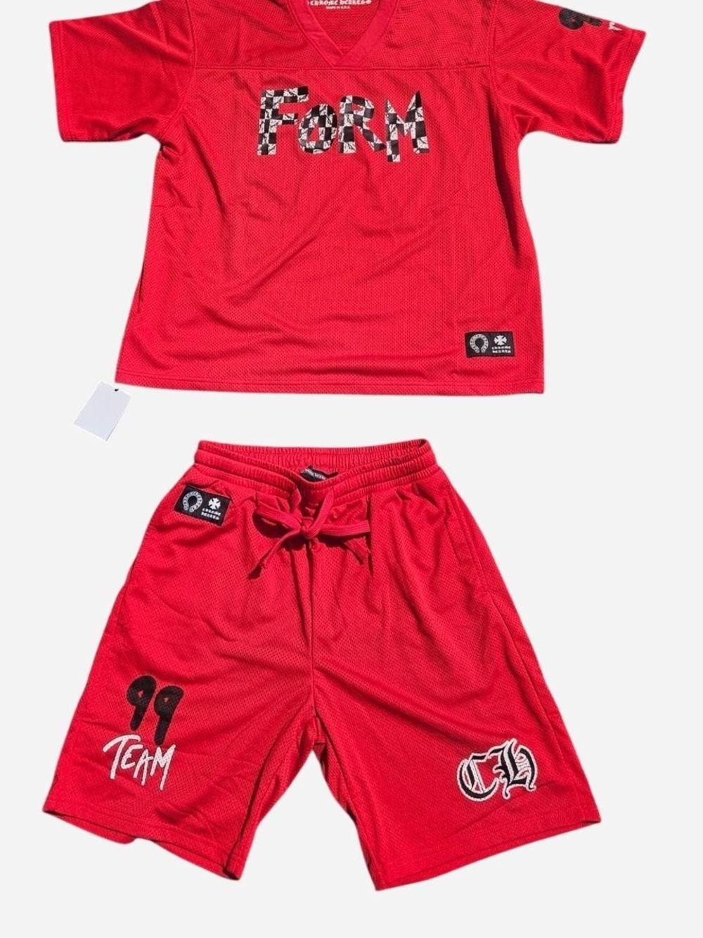 Chrome Hearts Red Mesh Jersey Shirt And Short Set